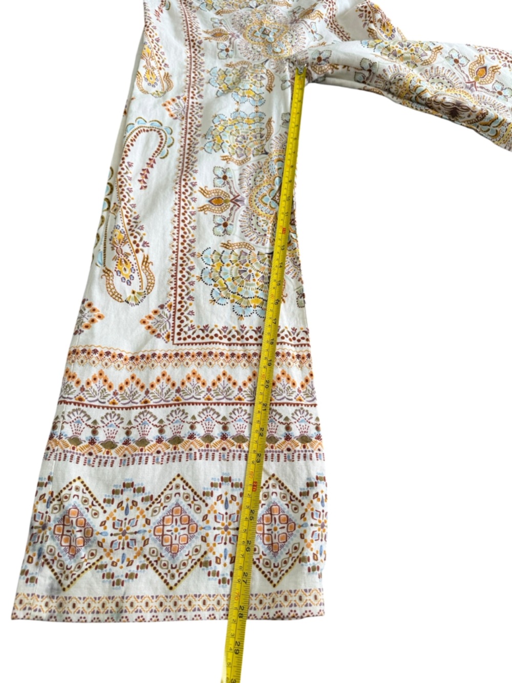 ZARA PRINTED LINEN BLEND MINI FLARE PANTS MULTICOLOR Small - Picture 9 of 13